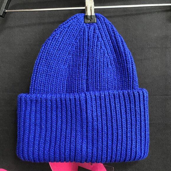 Acne Studios Blue Embroidered Logo Knitted Winter Hat - Picture 5 of 6